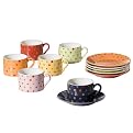 Polka-Dot Cup and Saucer Set of 6