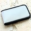 Stewart Stand Stainless Steel Magnetic Money Clip with Black Leather Edge