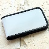 Stewart Stand Stainless Steel Magnetic Money Clip with Black Leather Edge
