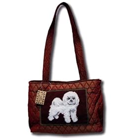 Claws Collection Needlepoint Maltese Quilted Tote Bag Purse QT-304