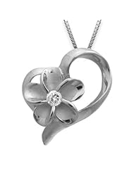 Plumeria Open Heart Silver Necklace with Chain