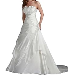 Vintage Lace-Up Draped Ruched Taffeta Wedding Dress 