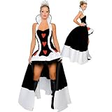 Ladies Deluxe Queen Of Hearts Alice In Wonderland Fancy Dress Costume – One Size Fits 8 to 12