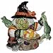 Fitz & Floyd Halloween Witch & Frog Teapot