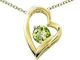1.30 cts 14k Gold Heart Shaped Genuine Round Peridot Pendant - 14kt White or Yellow Gold