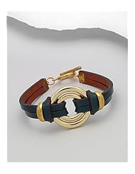 Forest Green Leather Bracelet In White Base