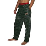 Mens NHL Minnesota Wild Plaid Cotton Thermal Sleepwear / Pajama Pants - Green & Red (Size: L)