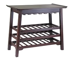 Winsome Chinois Console Wine Table with Glass Rack