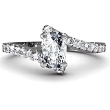 0.70 Ct Cushion Cut Petite Diamond Engagement Ring Pave CUT: VERY GOOD VS1-G 14K WHITE GOLD GIA