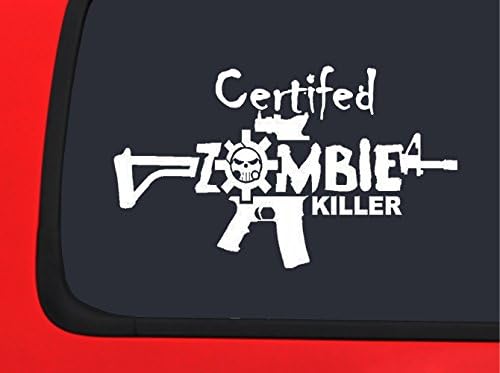 Certified Zombie Killer - White Window Decal Sticker
