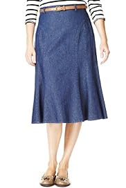 Classic Collection Pure Cotton Panelled Denim Skirt with Belt