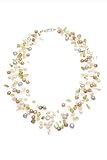 Seven strand freshwater pearl necklace with yellow and green citrine accents