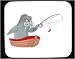 Decorated Mouse Pad with boat, walrus, fisherman, fishing, pole