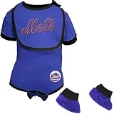 MLB New York Mets Royal Blue Infant Baseball Bib & Booties Set (24 Months)