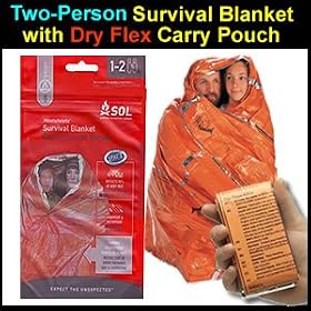 Heatsheet Two Person Survival Blanket - Metalized Polyethylene - Dry Flex Pouch by