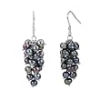 Black Cultured Pearl Platinum Overlay CAREFREE Sterling Silver Bunch Earrings