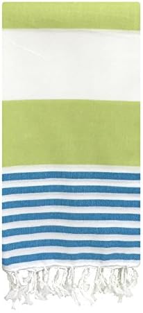 100% Turkish Towel ~ 69"x39" ~ for Bath Beach Sauna Yoga Baby (Blue Green White)