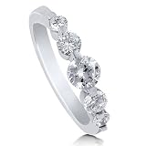 Sterling Silver 925 Round Prong-Set Cubic Zirconia CZ 5-Stone Ring - Ideal Gift For Mother, For Her, Birthday, Anniversary, Bridal, Wedding, Engagement