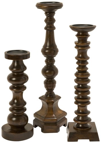 Best Cheap Set of 3 Nilay Old Oak Wood Candleholders