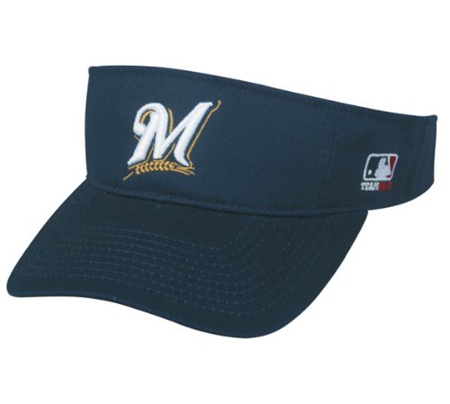 MLB ADULT Milwaukee BREWERS Home NAVY BLUE VISOR Adjustable Velcro TWILL