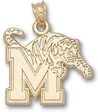Memphis Tigers Solid 10K Gold ''M'' Tiger 5/8'' Pendant