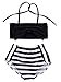 stylesilove Little Girls Black and White Bowknot Stripe Bikini Swimsuit (80/12-18 Months)