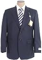 Ralph Lauren Mens Single Breasted 2 Button Navy Blue Pinstripe Wool Suit - Size 38S