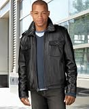 Guess - GUESS Leather Motorcycle Jacket With Chest Pockets