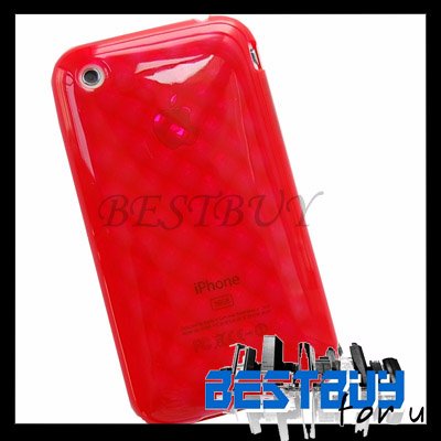 Edelectronic RED crystal Back soft case cover skin for iPhone 3G 3GS 8GB 16GB 32GB + Screen Protector
