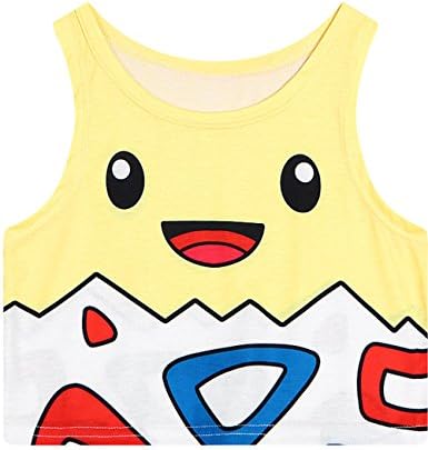 Gurteen women's girls pokemon go midriff crop top short tank top cute cartoon cami shirt (Togepi)