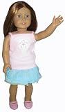 Pink PEACE Cotton Tank Top and Turquoise Skirt with Sequin Edge at Hem Fits 18