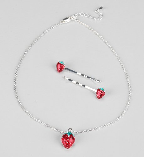 Strawberry Necklace & Hair Slide Set