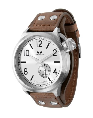 Vestal Men's CTN3L05 Canteen Brown Leather Strap Silver Cuff Watch