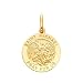 14K Yellow Gold Religious Saint Michael Medal Charm Pendant