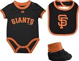 San Francisco Giants Newborn Black Triple Play 3-Pack Bib, Bootie, and Creeper Combo