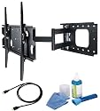 Full-Motion Wall Mount Black Bracket with 623mm Extension-Single Arm fits SAMSUNG PS50C550 50 inch PLASMA TV Flat Panel HD Ready Screen comes with a FREE GOLD HDMI CABLE AND SCREEN CLEANING KIT