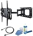 Full-motion wall mount Black Bracket with 623mm extension-Single Arm fits 32 37 40 42 46 50 52 54 55 60 inch LCD / LED / Plasma TV of ALL MAKES ALL MODELS comes with FREE GOLD HDMI CABLE AND SCREEN CLEANING KIT