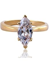 2.00 Carats Marquise Faceted Cut Cubic Zirconia Gold-Plated-Brass Solitaire Engagement Ring to 10 SPJ
