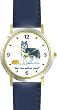 Siberian Husky Dog Cartoon or Comic - JP Animal - WATCHBUDDY&reg; DELUXE TWO-TONE THEME WATCH - Arabic Numbers - Blue Leather Strap-Size-Women's Size-Small