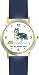 Siberian Husky Dog Cartoon or Comic - JP Animal - WATCHBUDDY&reg; DELUXE TWO-TONE THEME WATCH - Arabic Numbers - Blue Leather Strap-Size-Women's Size-Small