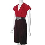 Sangria V-neck Slim Skirt Belted Dress