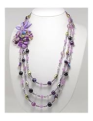 Flower Dyed Mother of Pearl Necklace In Sterling Silver