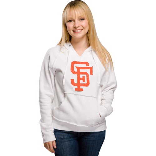 San Francisco Giants Women's Cooperstown White Brushed Fleece Hooded Pullover Sweatshirt