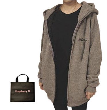 (ラズベリーパイ)RaspberryPi レディース パーカー ジップアップ カジュアル アウター M L オリジナルエコバッグセット hs82rp
