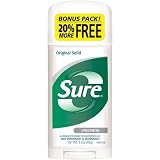 Sure Original Solid Anti-Perspirant and Deodorant, Unscented, 3.3-Ounces (Pack of 6)