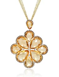 Diamond and Citrine 18k Yellow Gold and Black Rhodium Pendant
