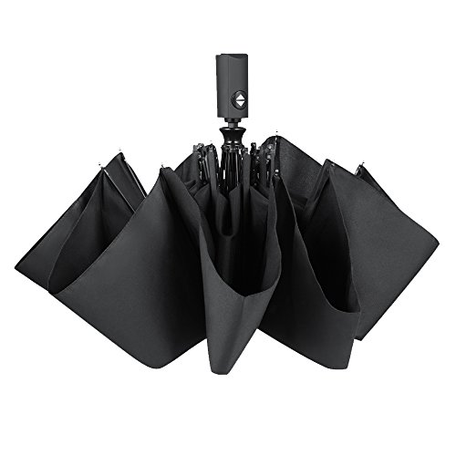 PLEMO 折りたたみ傘 自動開閉折り畳み傘 頑丈な8本骨 210T高密度NC布 耐強風 軽量 撥水性 収納ケース付 ブラック (直径94センチ)