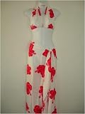 Alki'i Misses White Hibiscus Hawaiian Sarong and Halter Top Set