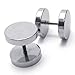 KONOV Stainless Steel Men Unisex Round Stud Earrings Set, 2pcs, Color Silver, 10mm