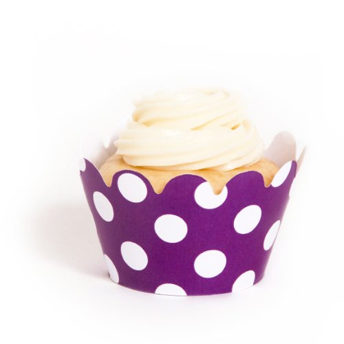 Dress My Cupcake Mini Plum Purple Polka Dot Cupcake Wrappers, Set of 18